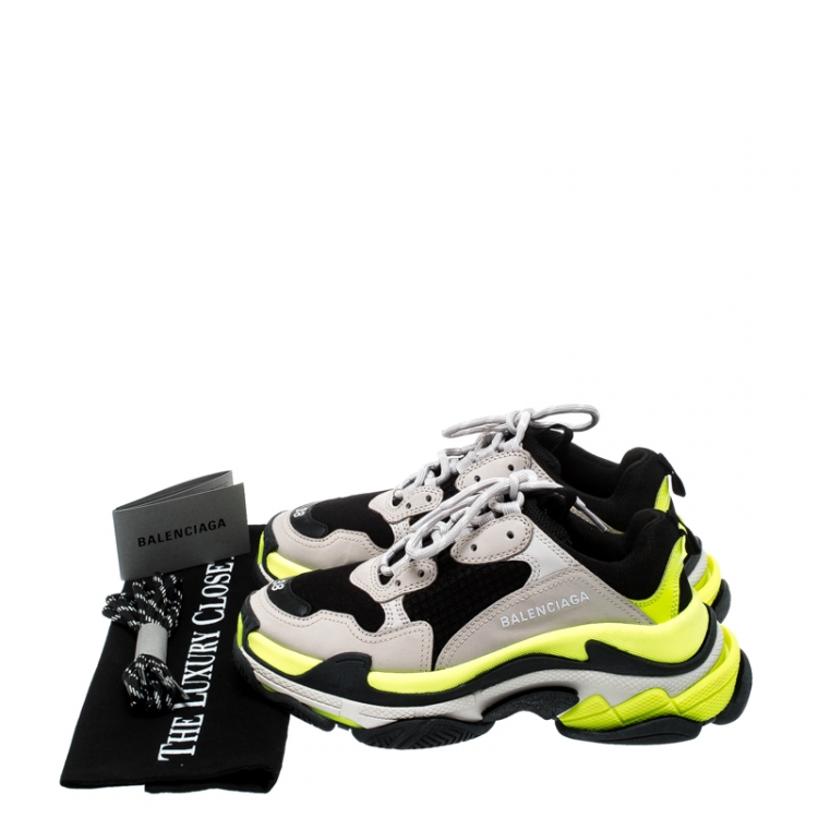 Pre Owned Balenciaga Multicolor Mesh And Leather Triple S Platform Sneakers Size 38