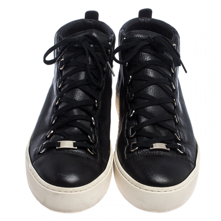 Pre Owned Balenciaga Black Leather Arena Low Top Sneakers Size 43