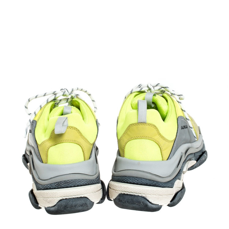 Pre Owned Balenciaga Multicolor Mesh, Nubuck And Leather Triple S Platform Sneakers Size 45