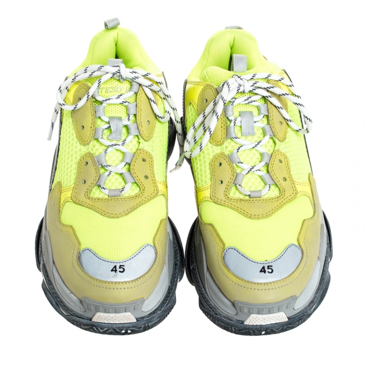 Pre Owned Balenciaga Multicolor Mesh, Nubuck And Leather Triple S Platform Sneakers Size 45