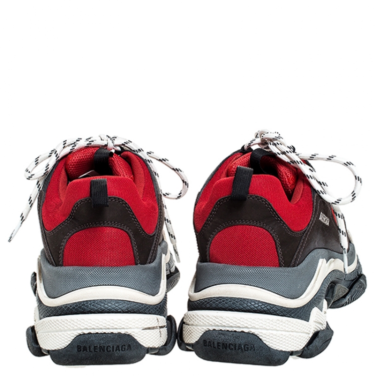 Pre Owned Balenciaga Multicolor Mesh, Nubuck And Leather Triple S Platform Sneakers Size 45