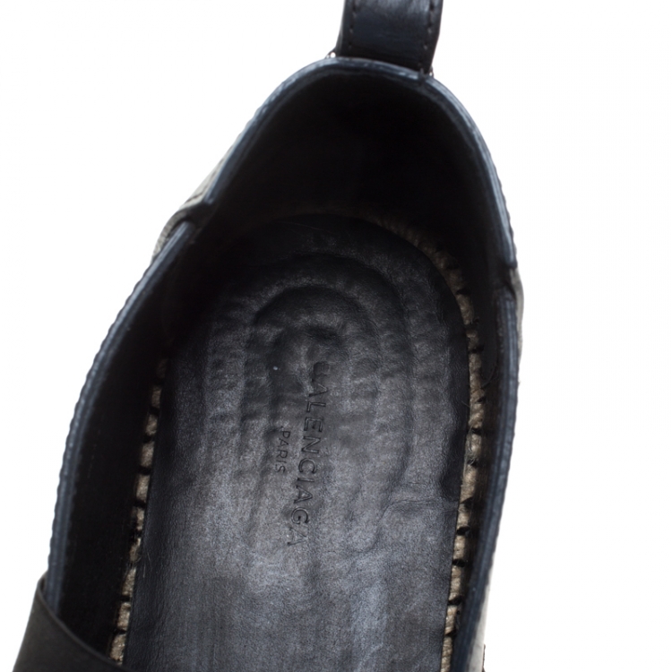 Pre Owned Balenciaga Grey Leather Espadrille Flats Size 42