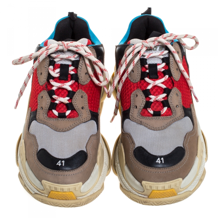 مملوكة مسبقًا Balenciaga Multicolor Mesh, Nubuck And Leather Triple S Platform Sneakers Size 41