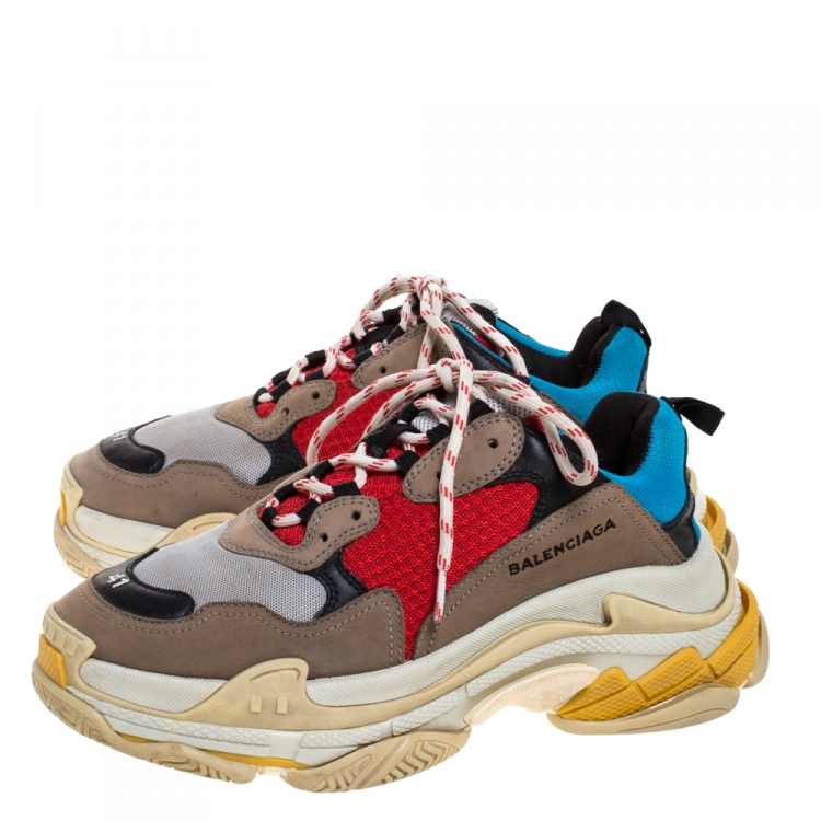 مملوكة مسبقًا Balenciaga Multicolor Mesh, Nubuck And Leather Triple S Platform Sneakers Size 41