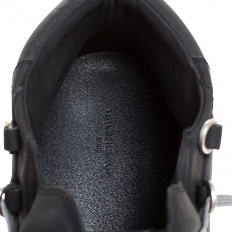 Pre Owned Balenciaga Grey Leather Arena Mid Top Sneakers Size 41