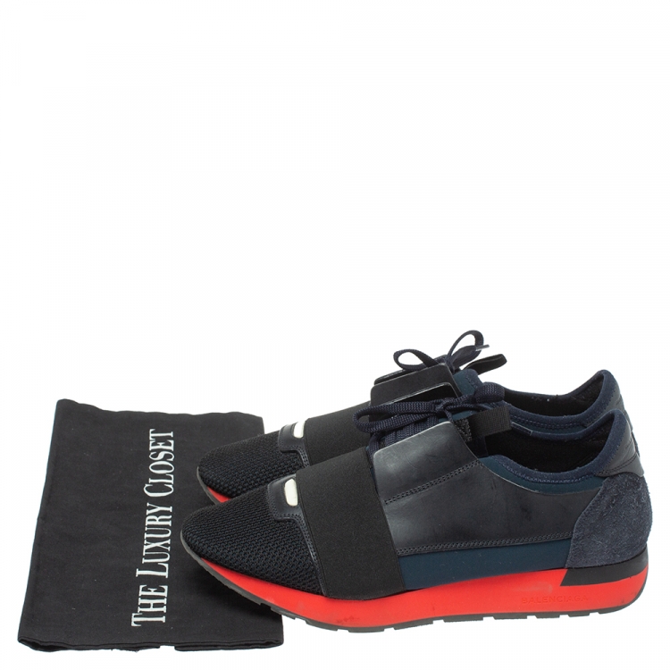 مملوكة مسبقًا Balenciaga Multicolor Mesh, Leather And Suede Race Runners Sneakers Size 41