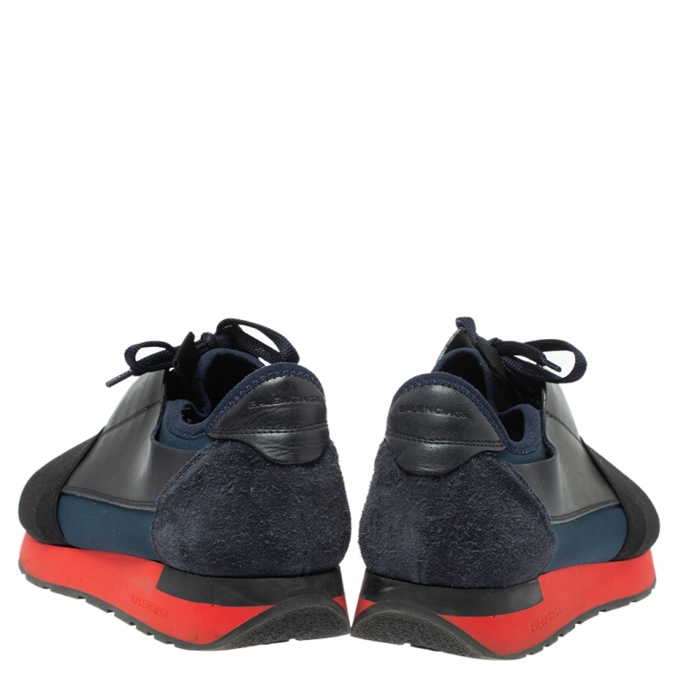 مملوكة مسبقًا Balenciaga Multicolor Mesh, Leather And Suede Race Runners Sneakers Size 41