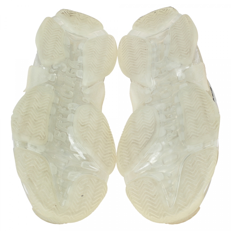 مملوكة مسبقًا Balenciaga White Mesh and Leather Triple S Sneakers Size 41