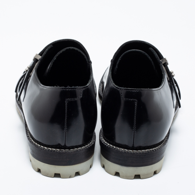 Pre Owned Balenciaga Black Leather Monk Strap Derby Size 40