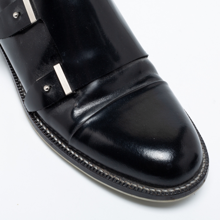 Pre Owned Balenciaga Black Leather Monk Strap Derby Size 40