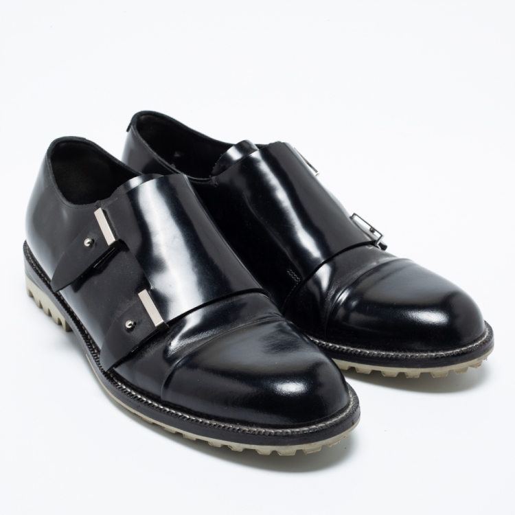 Pre Owned Balenciaga Black Leather Monk Strap Derby Size 40