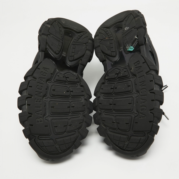 Pre Owned Balenciaga Black Fabric and Faux Leather Track Sneakers Size 44