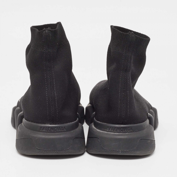 Pre Owned Balenciaga Black Knit Fabric Speed Trainer Sneakers Size 46