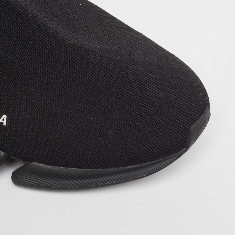 Pre Owned Balenciaga Black Knit Fabric Speed Trainer Sneakers Size 46