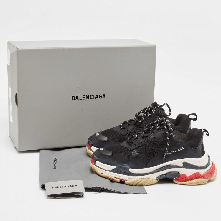 Pre Owned Balenciaga Black Nubuck and Mesh Triple S Sneakers Size 43  