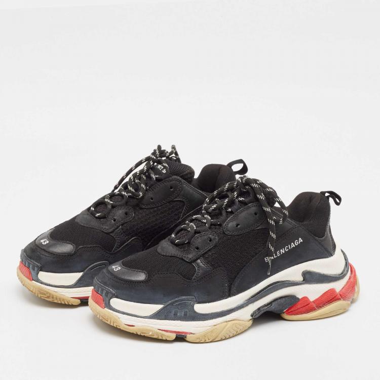 Pre Owned Balenciaga Black Nubuck and Mesh Triple S Sneakers Size 43  