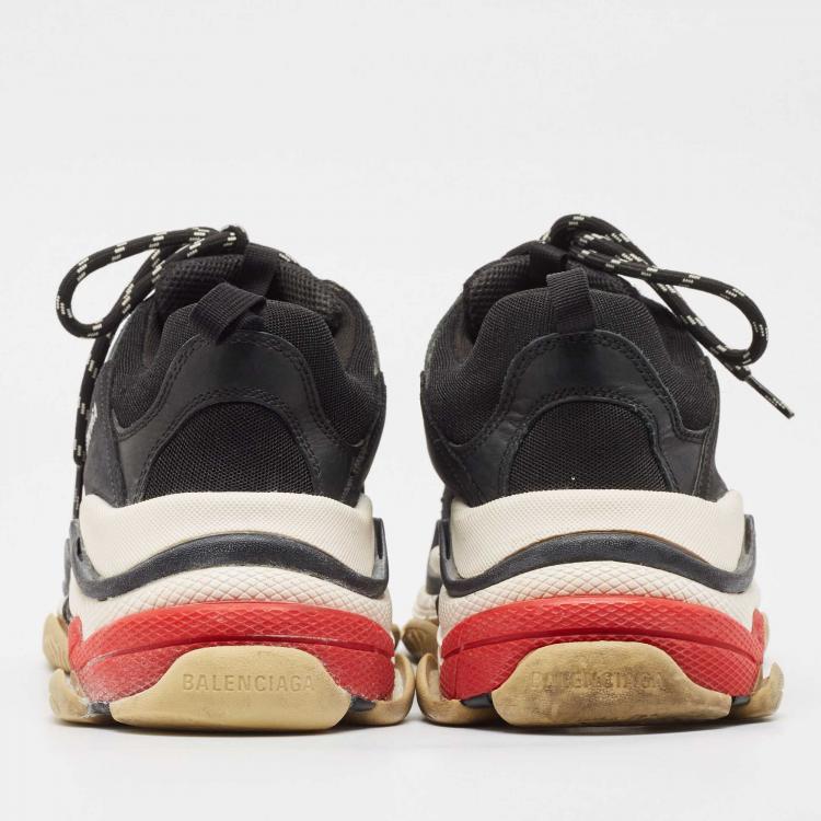 Pre Owned Balenciaga Black Nubuck and Mesh Triple S Sneakers Size 43  