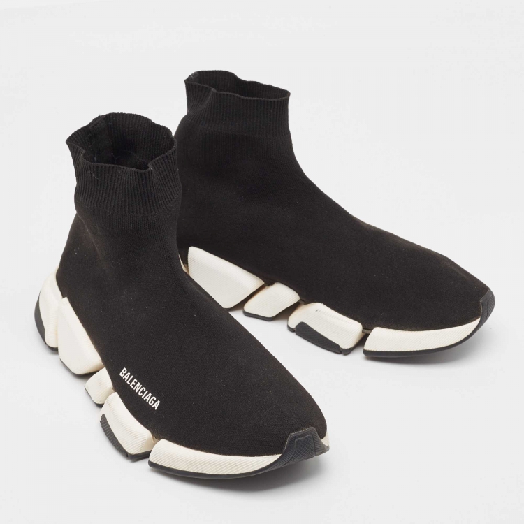 Pre Owned Balenciaga Black Knit Fabric Speed Trainer Sneakers Size 44