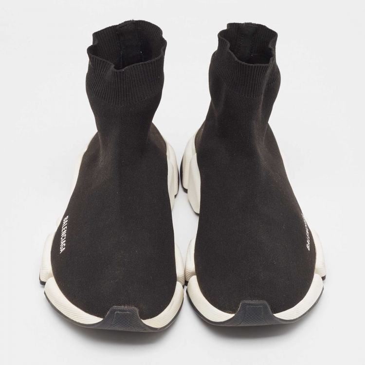 Pre Owned Balenciaga Black Knit Fabric Speed Trainer Sneakers Size 44