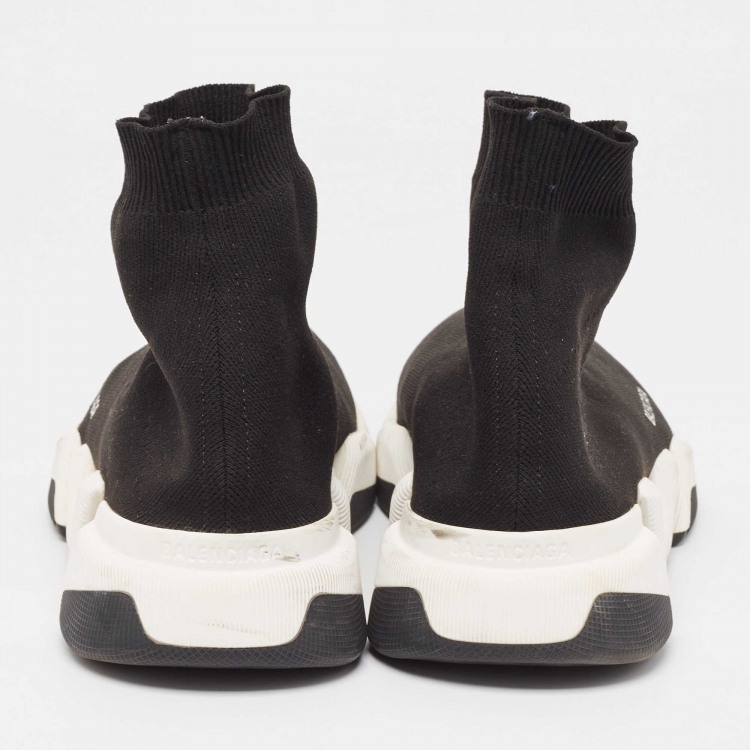 Pre Owned Balenciaga Black Knit Fabric Speed Trainer Sneakers Size 44