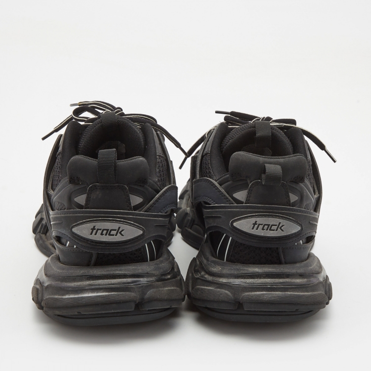 Pre Owned Balenciaga Black Mesh and Faux Leather Track Sneakers Size 43