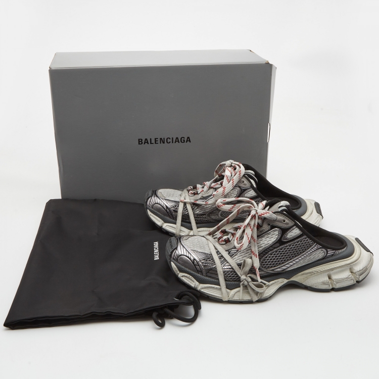 Pre Owned Balenciaga Grey Mesh and Faux Leather 3XL Mule Sneakers Size 42