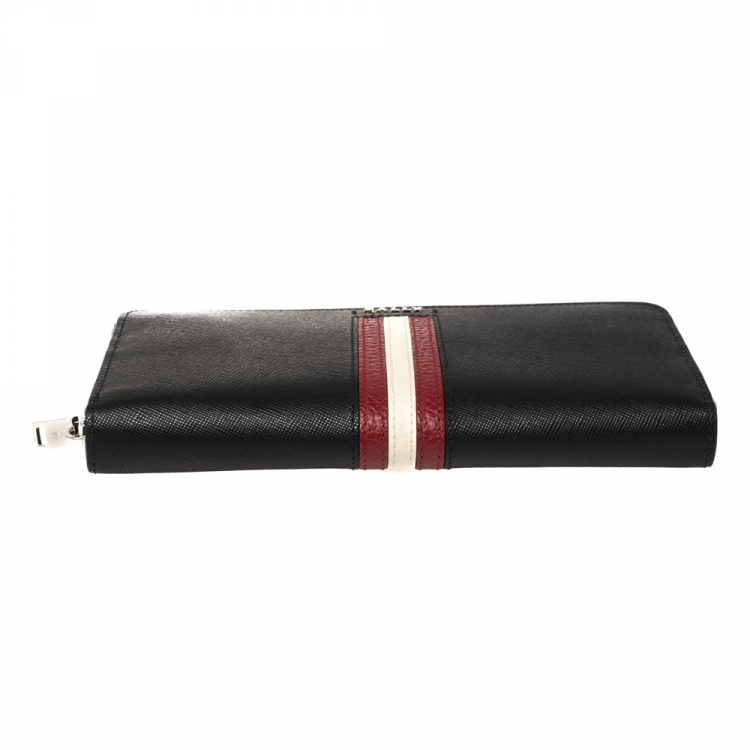 Pre Owned Bally Black Leather Salen Zip Around Wallet