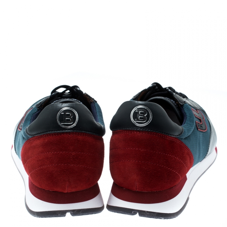 Pre Owned Bally Tricolor Fabric And Leather Lace Up Sneakers Size 43