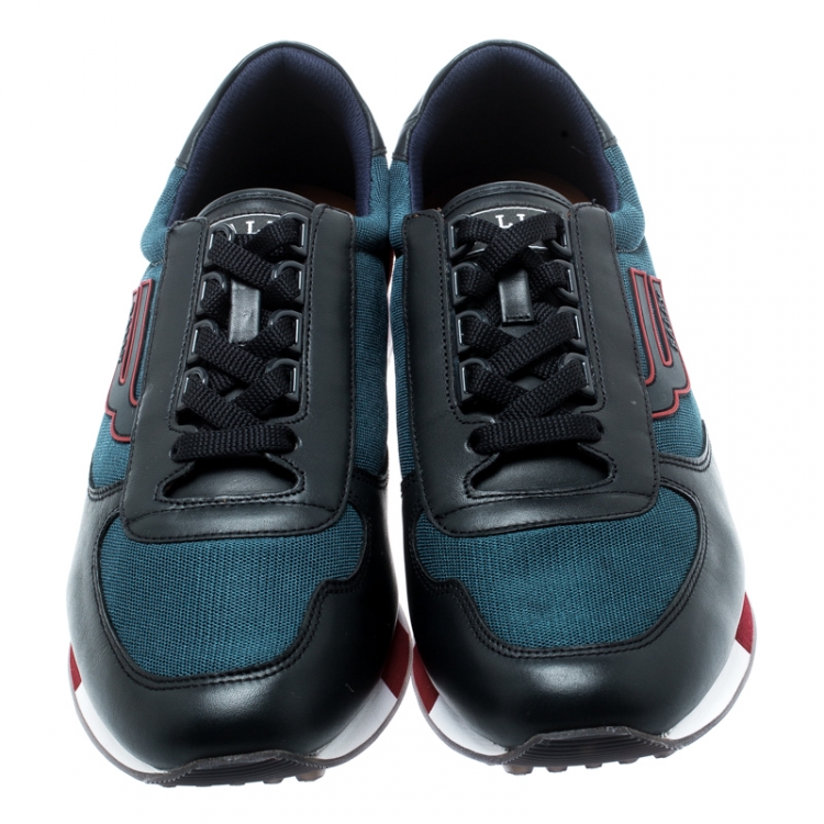 Pre Owned Bally Tricolor Fabric And Leather Lace Up Sneakers Size 43