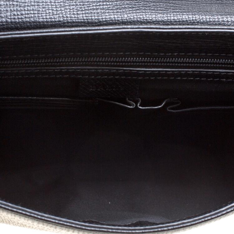 Pre Owned Bally Black Textured Leather Briefcase Laptop Bag