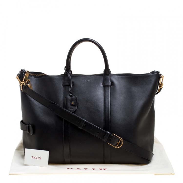 Pre Owned Bally Black Leather Weekend Bag