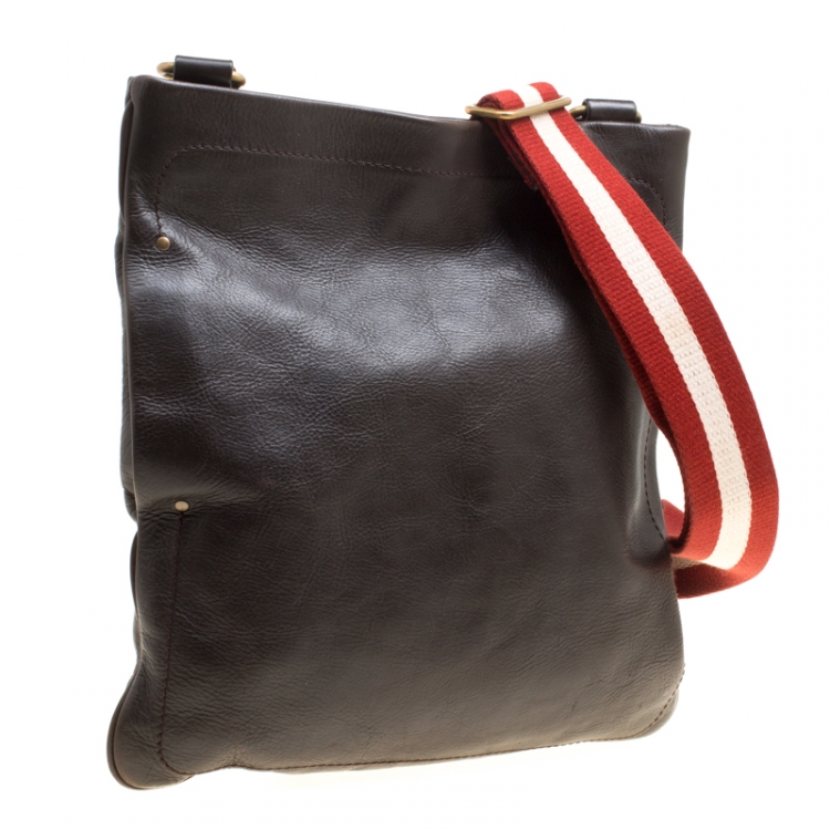 Pre Owned Bally Brown Leather Messenger Bag