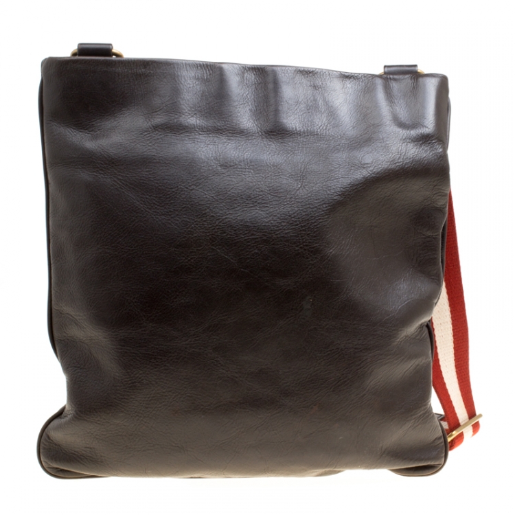 Pre Owned Bally Brown Leather Messenger Bag