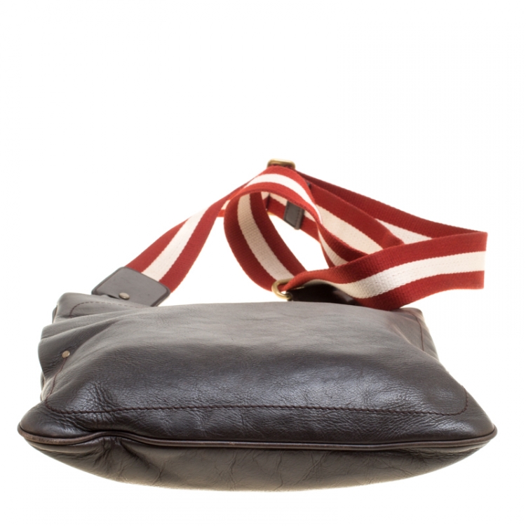 Pre Owned Bally Brown Leather Messenger Bag