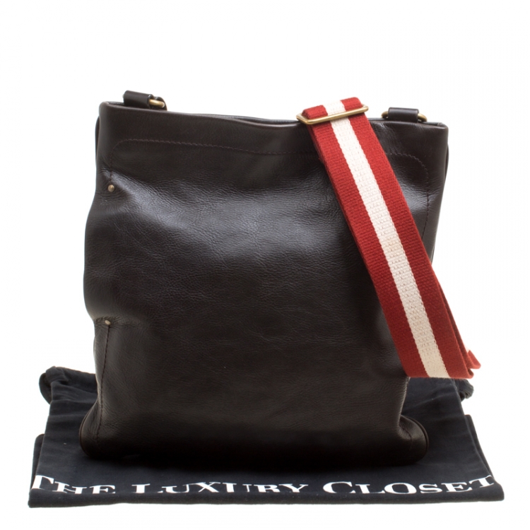 Pre Owned Bally Brown Leather Messenger Bag