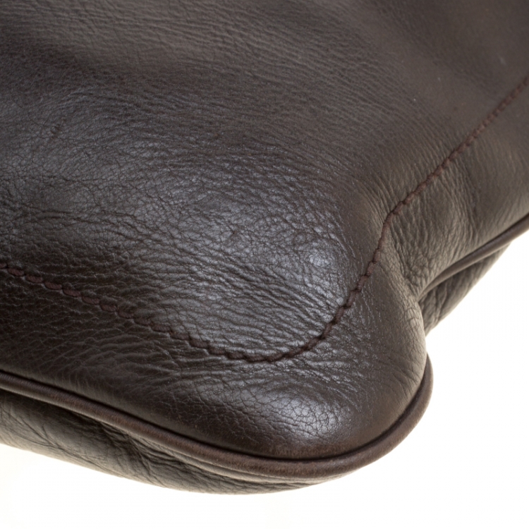 Pre Owned Bally Brown Leather Messenger Bag