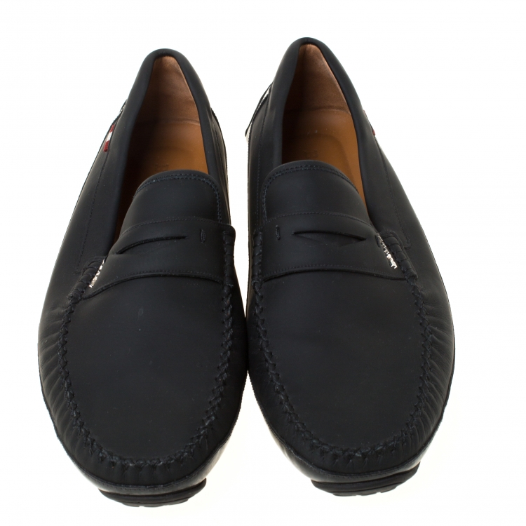 Pre Owned Bally Black Leather Pavel Driving Loafers Size 44