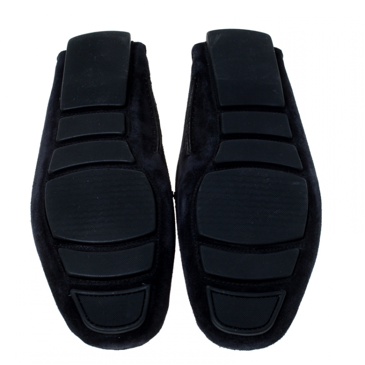 Pre Owned Bally Black Suede Wabler Slip On Loafers Size 41.5