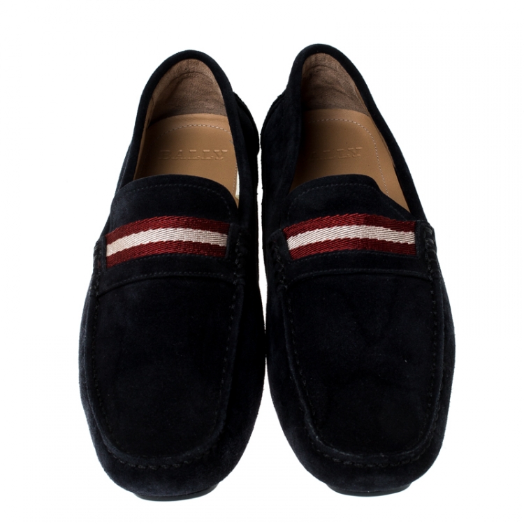 Pre Owned Bally Black Suede Wabler Slip On Loafers Size 41.5