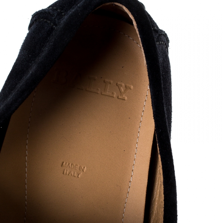 Pre Owned Bally Black Suede Wabler Slip On Loafers Size 41.5