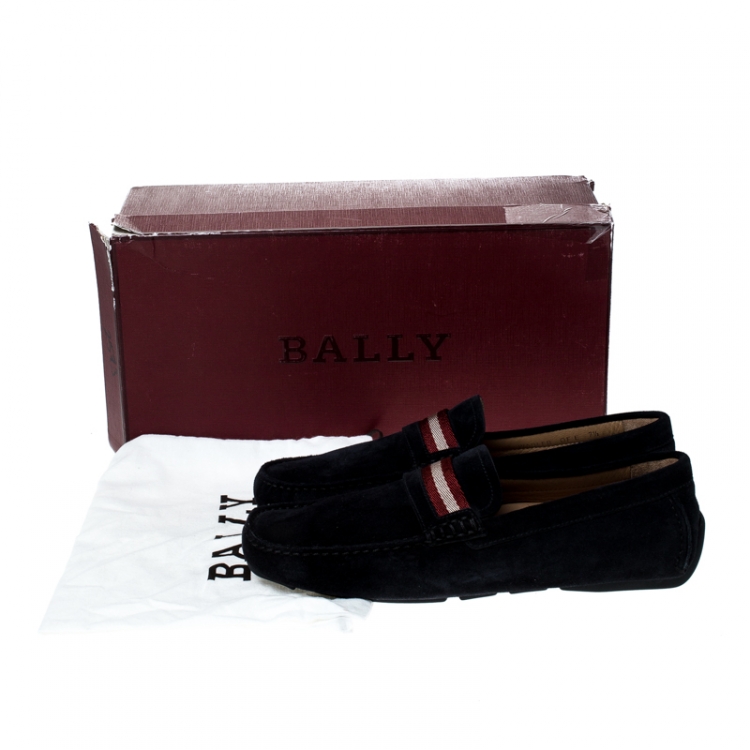 Pre Owned Bally Black Suede Wabler Slip On Loafers Size 41.5