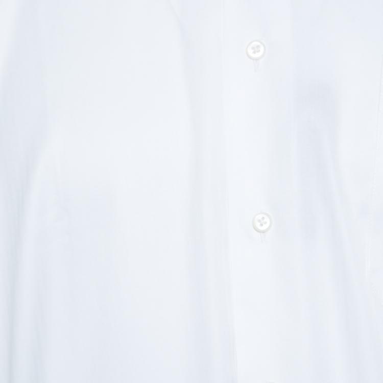 Pre Owned Balmain White Cotton Long Sleeve Button Front Two Ply Shirt L