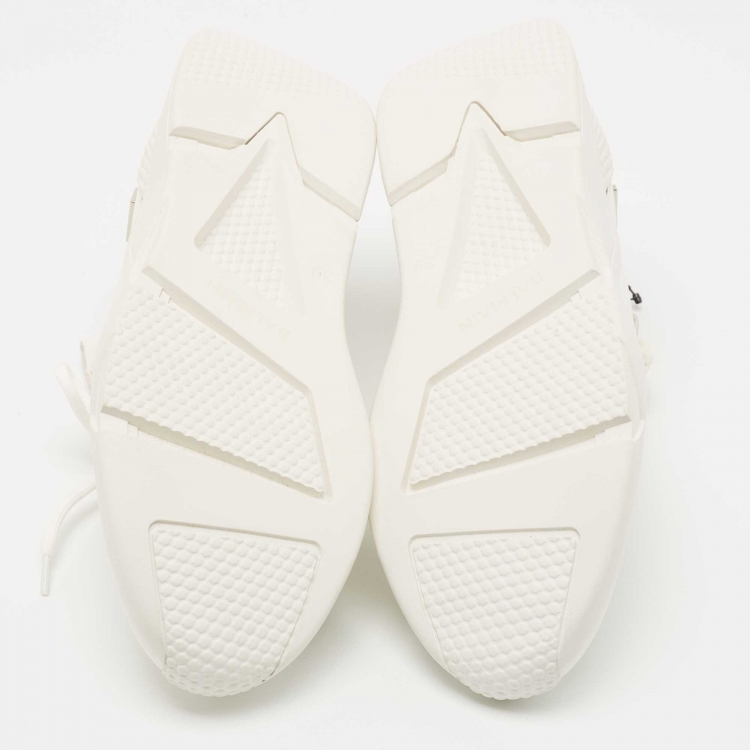 Pre Owned Balmain White Leather and Mesh Low Top Sneakers Size 39