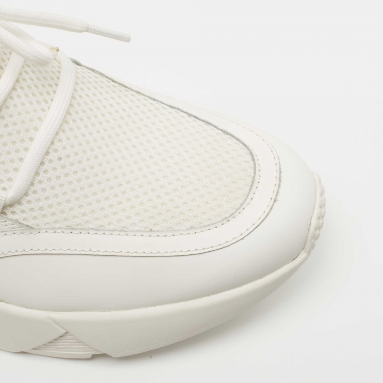 Pre Owned Balmain White Leather and Mesh Low Top Sneakers Size 39