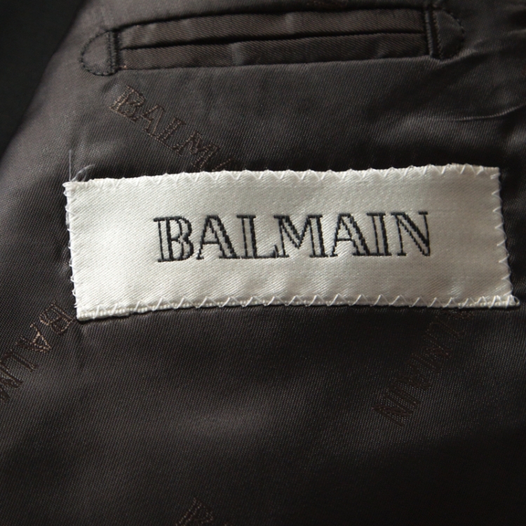 Pre Owned Balmain Grey Wool Regular Fit Suit XS 