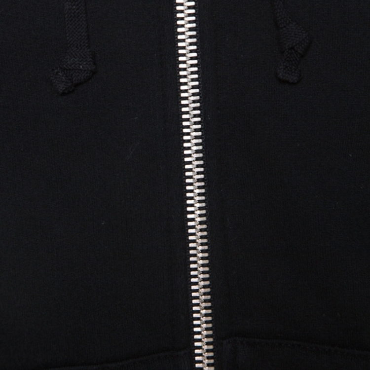 Pre Owned Balmain Black Cotton Embroidered Patch Detail Hooded Jacket M