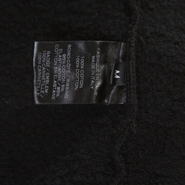 Pre Owned Balmain Black Cotton Embroidered Patch Detail Hooded Jacket M
