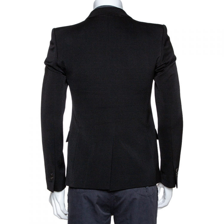 Pre Owned Balmain Black Wool Two Buttoned Tuxedo Jacket M