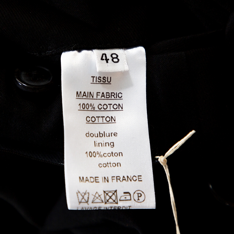 Pre Owned Balmain Black Cotton Belted Double Breasted Coat M