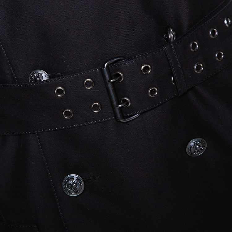 Pre Owned Balmain Black Cotton Belted Double Breasted Coat M